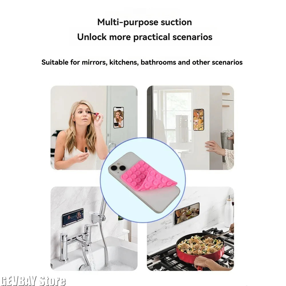 Silicone Suction Cup Phone Stand with Strong Double-sided No-hand Grip, Video Fixing Pad, Silicone Rubber Suctionsilicone Case