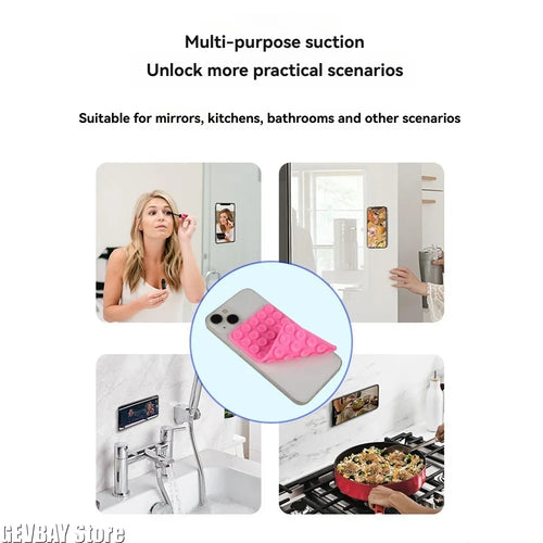 Silicone Suction Cup Phone Stand with Strong Double-sided No-hand Grip, Video Fixing Pad, Silicone Rubber Suctionsilicone Case